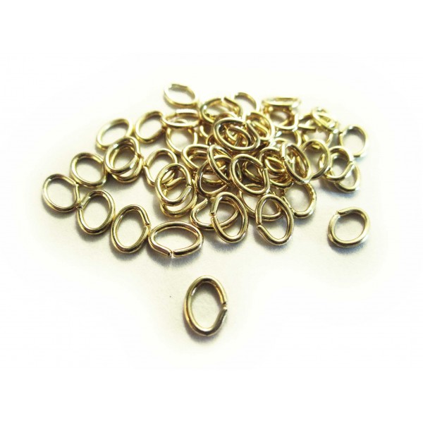 50x goldfarben Biegering 8x5mm oval und stabil Binderinge goldfarben - Schmuckzubehör Biegering - Leisure-Beads DIY