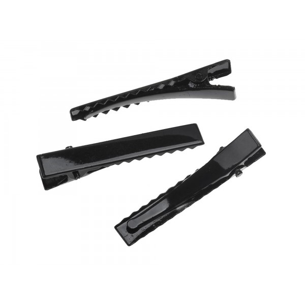 10x schwarze Haarklammer 46x7mm schwarzer Rohling für Haarklammern - Haarklemmen selber machen