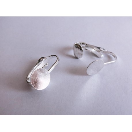 Leisure-Beads - 1 Paar hellsilberfarbene Ohrclips zum Bekleben 19x18mm Brisur - Schmuckzubehör zum Ohrclips selbermachen