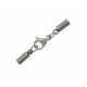 1x Edelstahl Endkappe mit Karabiner 8,5x3mm Innen 2,5mm zum Einkleben silber Einklebverschluss - Schmuckzubehör Endkappe