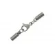 1x Edelstahl Endkappe mit Karabiner 8,5x3mm Innen 2,5mm zum Einkleben silber Einklebverschluss - Schmuckzubehör Endkappe - Leisure-Beads DIY