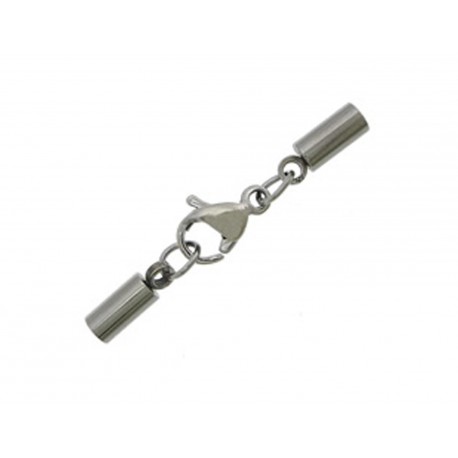 Leisure-Beads - 1x Edelstahl Einklebverschluss Innen 2,5mm 28x3mm Endkappe 8,5x3mm mit Karabiner - Schmuckzubehör Endkappe