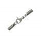 1x Edelstahl Einklebverschluss Innen 2,5mm 28x3mm Endkappe 8,5x3mm mit Karabiner - Schmuckzubehör Endkappe