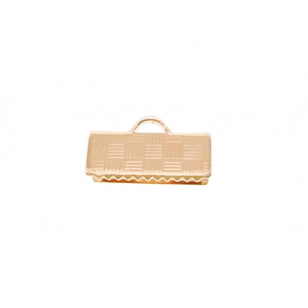 10x rosegoldfarbene Bandklemme 15mm rosegoldfarben karierte 15mm Bandverbinder - Schmuckzubehör
