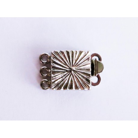 Leisure-Beads - 3-Strang silberfarben Kastensteckverschluss 10x15mm - Schmuckzubehör
