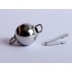 1x glatter silber Kugel Kastensteckverschluss 15x8mm silber Kastenverschluss Steckverschluss - Schmuckzubehör Schmuckverschluss