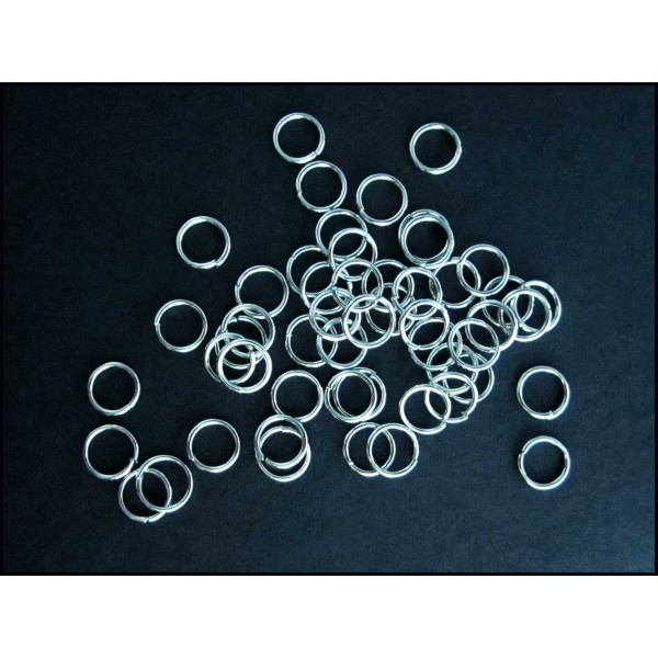 50x silberfarbene Biegering 6mm x 0,8mm rund Binderinge - Schmuckzubehör Biegering - Leisure-Beads DIY