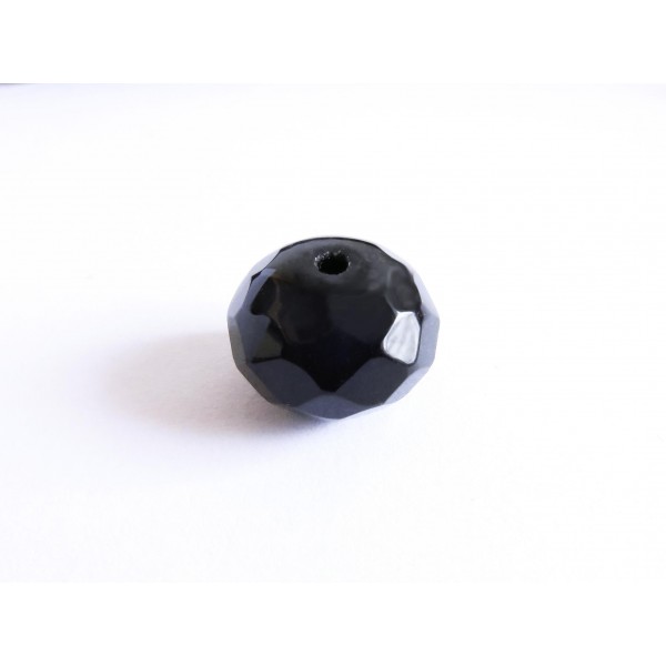 4x schwarze Glasperle 16x12mm Jet - Schmuckzubehör