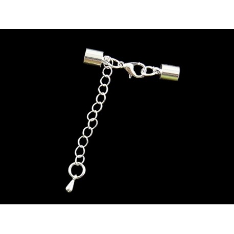 Leisure-Beads - 1x hellsilberfarben Verschluss Innen 5mm 10x5,5mm mit Karabiner zum Einkleben - Schmuckzubehör Endkappe