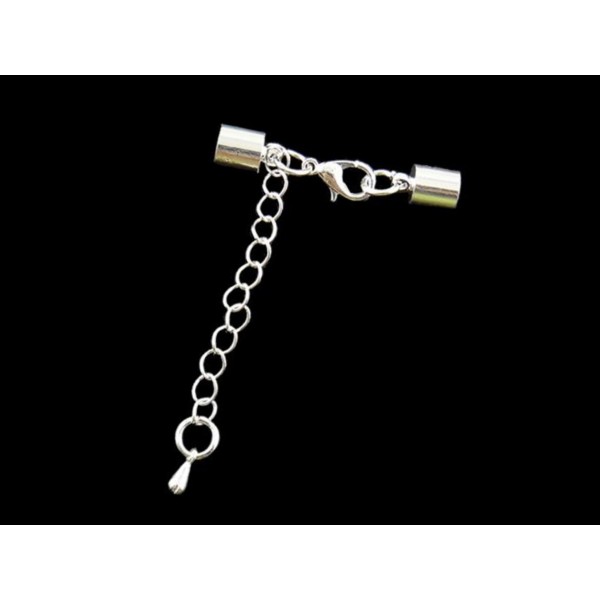 1x hellsilberfarben Verschluss Innen 5mm 10x5,5mm mit Karabiner zum Einkleben - Schmuckzubehör Endkappe - Leisure-Beads DIY