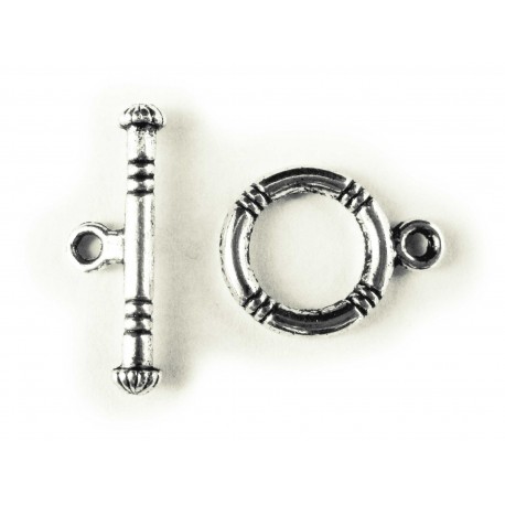 Leisure-Beads - 1x silberfarben Knebelverschluss 12mm Ring Stabverschluss - Schmuckubehör