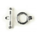 1x silberfarben Knebelverschluss 12mm Ring Stabverschluss - Schmuckubehör