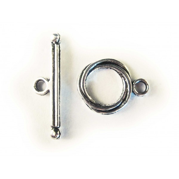 1x silberfarben Knebelverschluss Ring 13mm Toggle - Schmuckzubehör - Leisure-Beads DIY