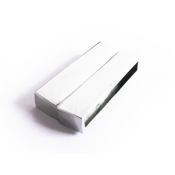 1x Magnetverschluss Innen 34x4mm 38x19x7mm silberfarbener Einklebverschluss - Schmuckzubehör Schmuckverschluss