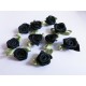 10x schwarze Satinrose 23x13mm mit Blättchen zum Bekleben Scrapbooking - Bastelbedarf Schmuckzubehör