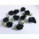 10x schwarze Satinrose 23x13mm mit Blättchen zum Bekleben Scrapbooking - Bastelbedarf Schmuckzubehör - Leisure-Beads DIY