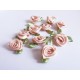 10x rosafarbene Satinrose mit Blättern 23x13mm zum Bekleben Scrapbooking - Bastelbedarf Schmuckzubehör
