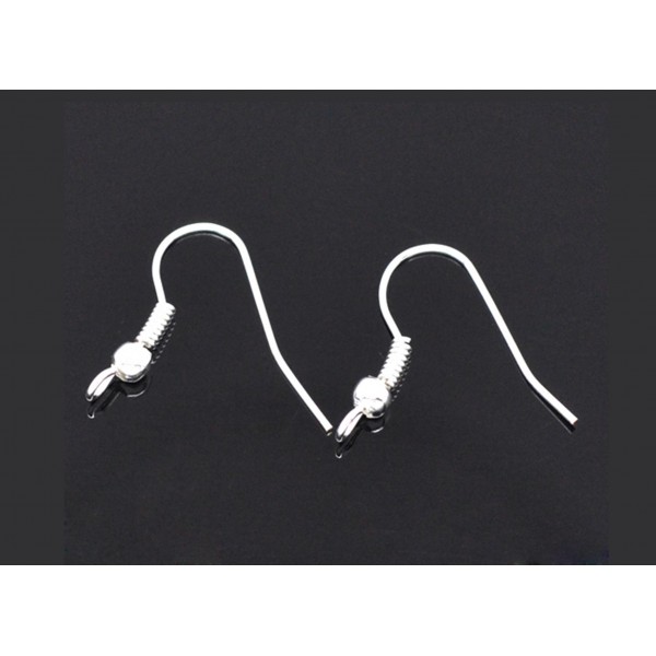 10x hellsilberfarbene Ohrfedern Öse quer 19x18mm mit Stopper - Schmuckzubehör zum Ohrringe selbermachen - Leisure-Beads DIY