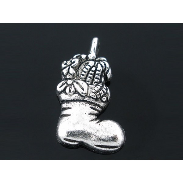 2x silberfarben Nikolaus Stiefel 20x13mm Schmuckanhänger Weihnachten - Schmuckzubehör Weihnachten - Leisure-Beads DIY