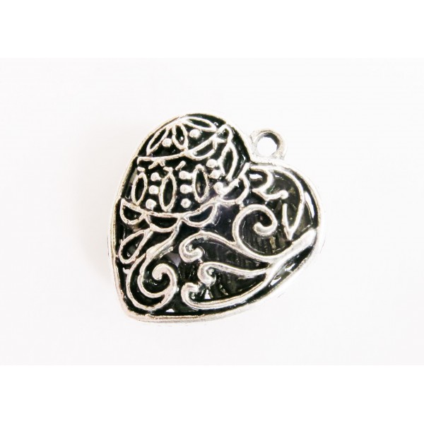 1x silberfarben Herz Anhänger 28x25mm Herz Schmuckanhänger - Schmuckzubehör - Leisure-Beads DIY