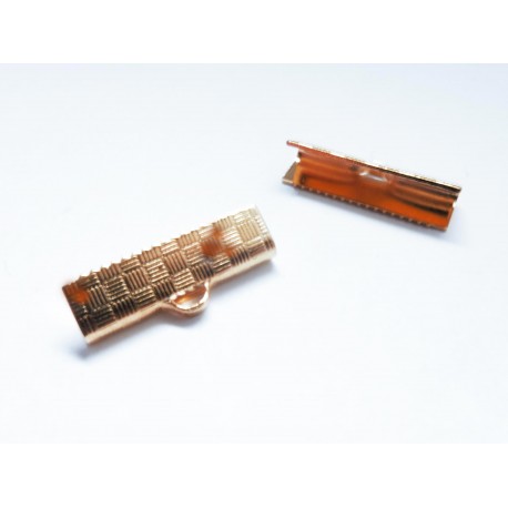 Leisure-Beads - 10x rosegoldfarbene Bandklemme 20mm II. Wahl kariert rosegoldfarben - Schmuckzubehör