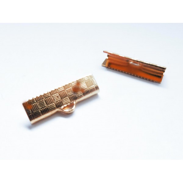 10x rosegoldfarbene Bandklemme 20mm II. Wahl kariert rosegoldfarben - Schmuckzubehör - Leisure-Beads DIY