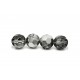 1x 16mm geschliffene Glasperle in silberfarben transparent - Schmuckzubehör Glasperlen