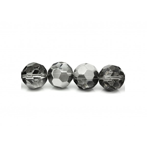 1x 16mm geschliffene Glasperle in silberfarben transparent - Schmuckzubehör Glasperlen - Leisure-Beads DIY