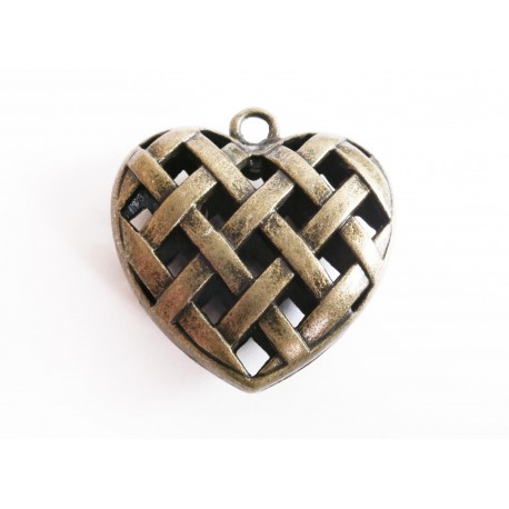 Leisure-Beads - 1x bronzefarbener Herz Anhänger 36x35mm Trachtenherz Schmuckanhänger - Schmuckzubehör