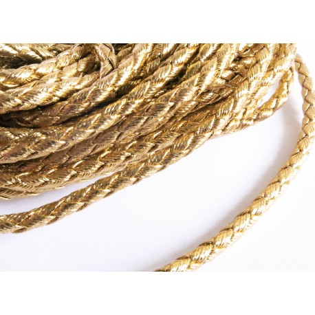 Leisure-Beads - 1m synth. goldfarben Lederkordel 4mm Kunstlederband - Schmuckzubehör