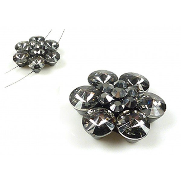 1x Strass Schiebeperle 33x13mm grau silberfarben Strassperle mit 2 Fädellöchern - Schmuckzubehör - Leisure-Beads DIY