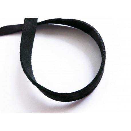 Leisure-Beads - 1m schwarzes Kunstlederband 10mm x 1,5mm Wildlederoptik - Schmuckzubehör Lederband