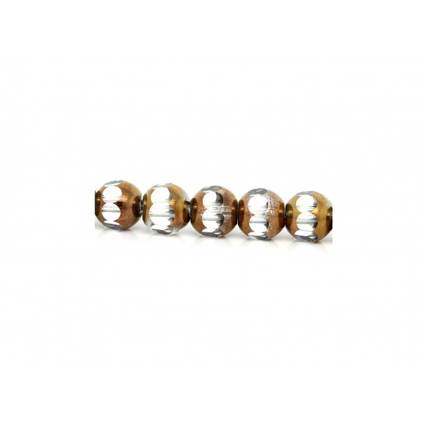 8x 4mm transparent goldfarben geschliffene Glasperle - Schmuckzubehör Glasperlen - Leisure-Beads DIY