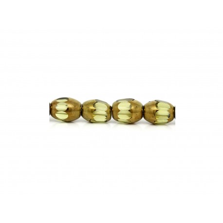 Leisure-Beads - 4x 6x8mm hellgrün goldfarben geschliffene Glasperle - Schmuckzubehör Glasperlen