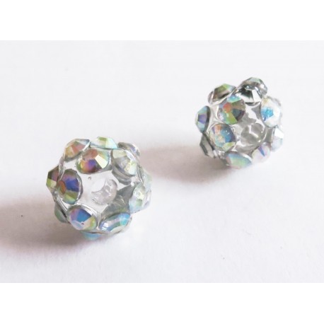 Leisure-Beads - 1x transparente AB Shamballa 10mm Strassperle - Schmuckzubehör Shamballa