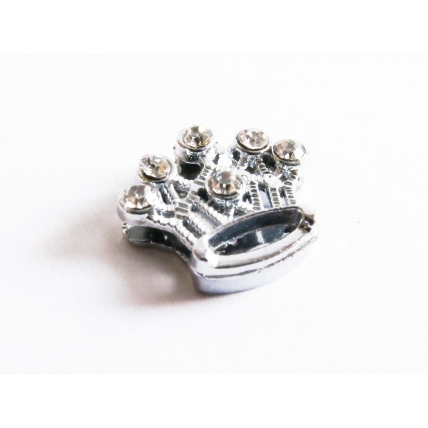 1x silberfarben Strass Krone Schiebeperle 15x13mm flache silberfarben Perle als Krone - Schmuckzubehör Schiebeperle - Leisure-Beads DIY