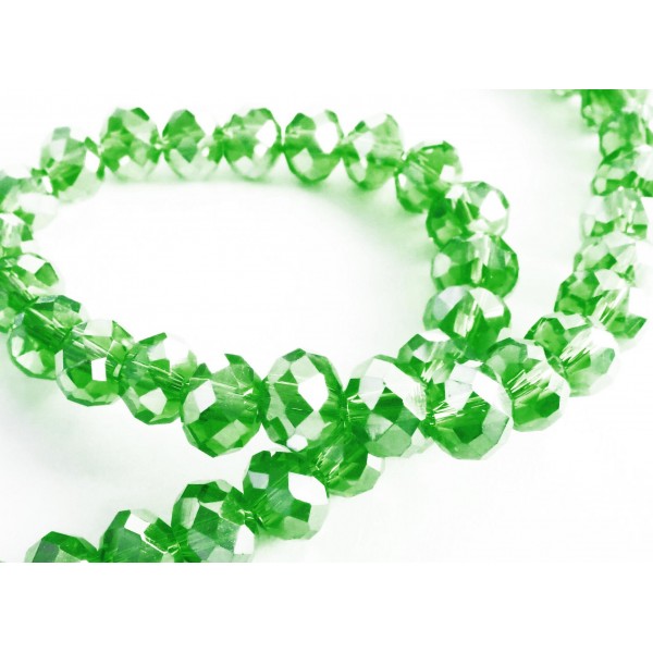 10x grüne Glasperlen 6x4mm mit Glanz - Schmuckzubehör Glasperlen - Leisure-Beads DIY