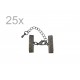 25x 20mm Bandklemme gunmetal Verschluss mit Karabiner und Kette - Schmuckzubehör