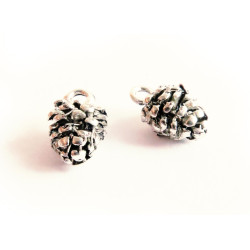 Leisure-Beads - 2x silberfarben Kiefernzapfen 12x7x6mm Schmuckanhänger silberfarbene Anhänger - Schmuckzubehör