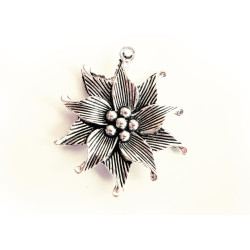 Leisure-Beads - 1x silberfarben Edelweiss Anhänger 50x45mm Schmuckanhänger - Schmuckzubehör