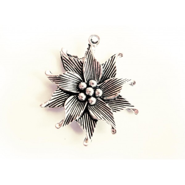 1x silberfarben Edelweiss Anhänger 50x45mm Schmuckanhänger - Schmuckzubehör - Leisure-Beads DIY