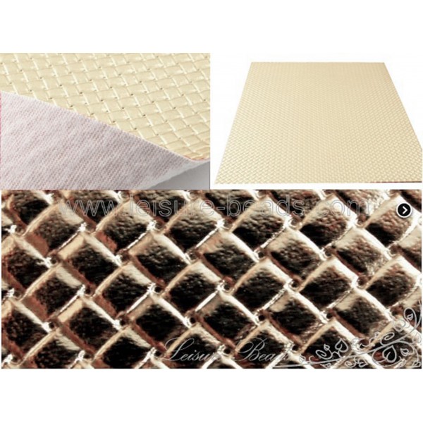 1 Bogen 30x21cm hellgoldfarben Kunstleder - Schmuckzubehör - Leisure-Beads DIY