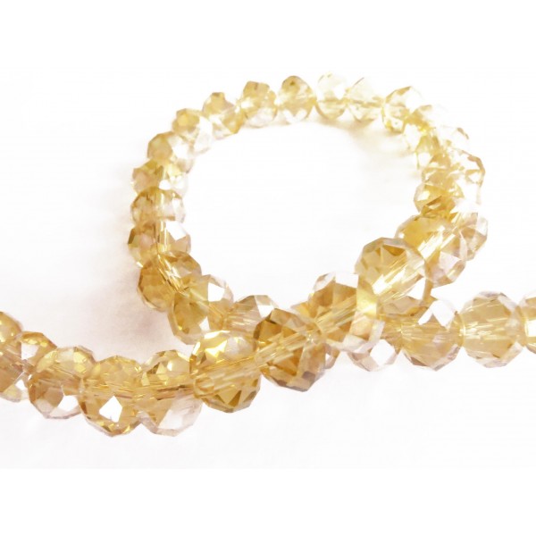 10x champagner Glasperlen 8x6mm mit Glanz - Schmuckzubehör Glasperlen - Leisure-Beads DIY