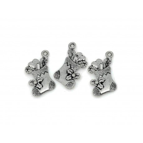 Leisure-Beads - 2x silberfarben Nikolaus Stiefel 20x16mm Schmuckanhänger für Weihnachten - Schmuckzubehör Weihnachten