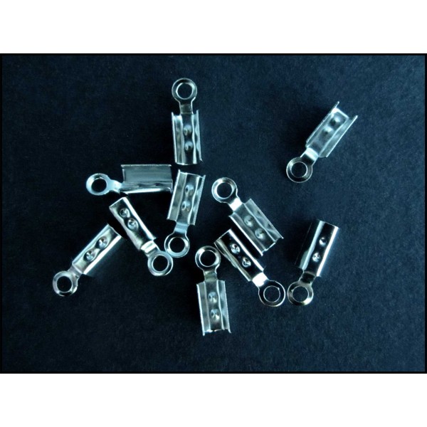10x silberfarben Endkappe 3x10mm Schmuckband Klemme - Schmuckzubehör Endkappe - Leisure-Beads DIY