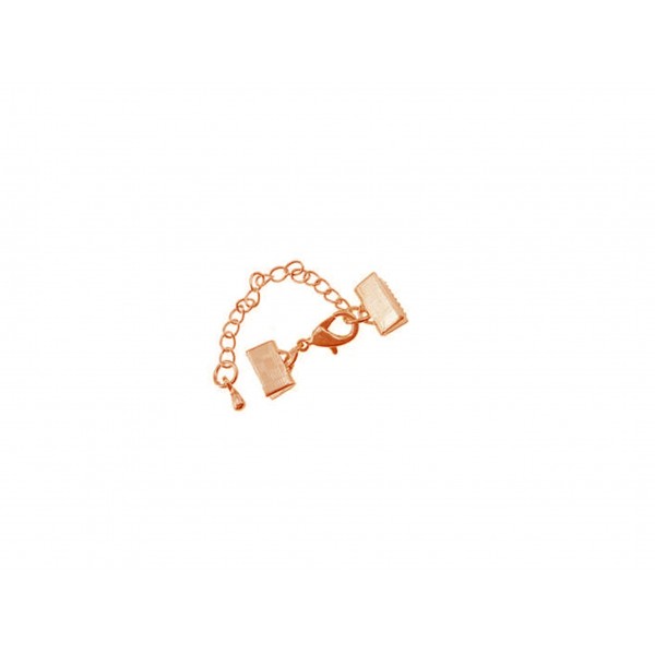1x 10mm Bandklemmen Verschluss rosegoldfarben mit Karabiner und Kette - Schmuckzubehör - Leisure-Beads DIY