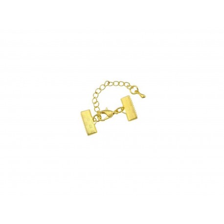 Leisure-Beads - 1x 13mm Bandklemme goldfarbener Verschluss mit Karabiner und Kette goldfarben - Schmuckzubehör