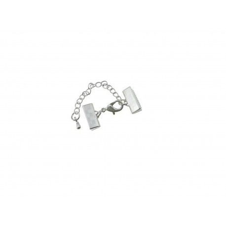 Leisure-Beads - 1x 15mm Bandklemme silberfarbener Verschluss mit Karabiner und Kette silberfarben - Schmuckzubehör