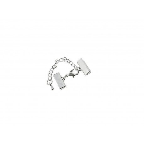 Leisure-Beads - 1x 13mm Bandklemme silberfarbener Verschluss mit Karabiner und Kette silberfarben - Schmuckzubehör