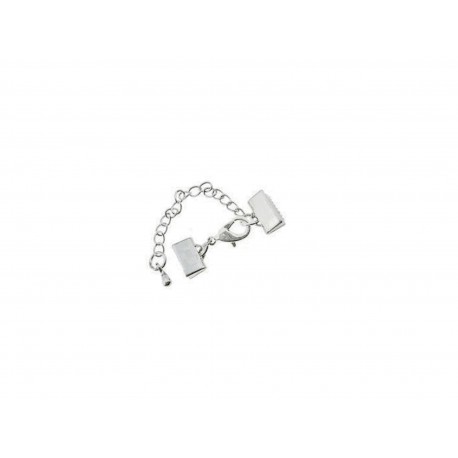 Leisure-Beads - 1x 10mm Bandklemme silberfarbener Verschluss mit Karabiner und Kette silberfarben - Schmuckzubehör